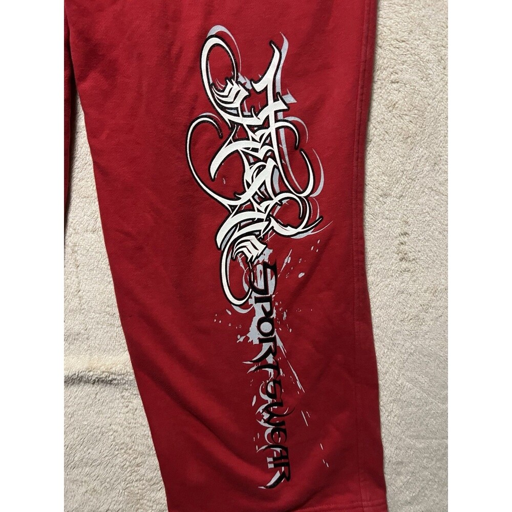 Vintage Y2K Nike Team Sportswear Sweatpants Script Graffiti Red Size XL Bootcut - Picture 4 of 9